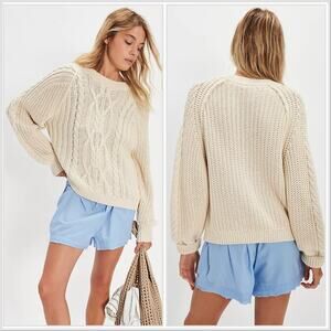 FREE PEOPLE | Frankie Cable Knit Sweater Ivory EUC | Medium